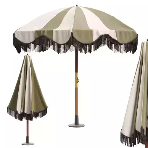 Pink Khaki Striped Parasol 3D model