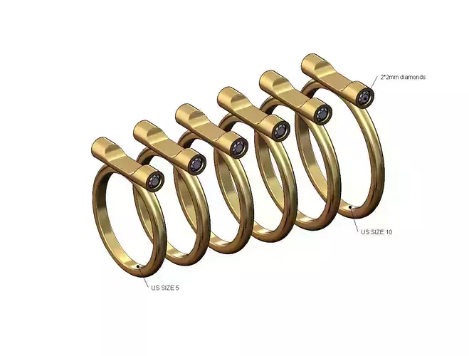 Flat top diamond ends pin scroll ring US sizes 5to10