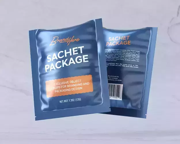 Sachet packaging mockup