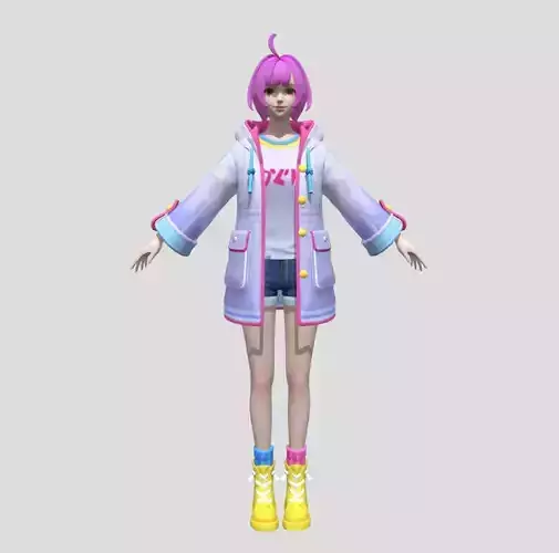  Kagura Rainy Elegant 3D Water-Themed Heroine Low-poly 3D model