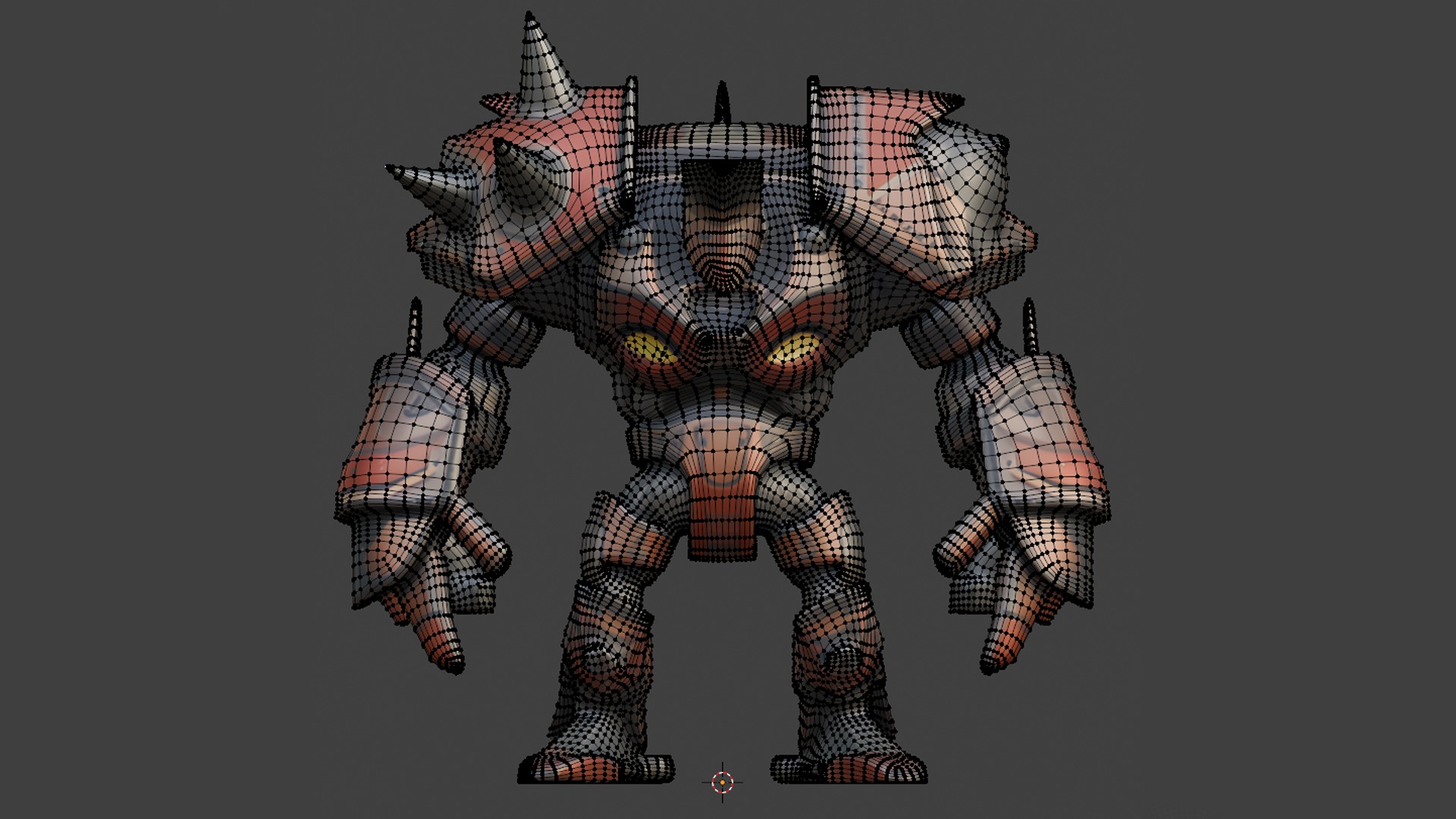 arrmored robotic character with spikes Low-poly 3D model_5