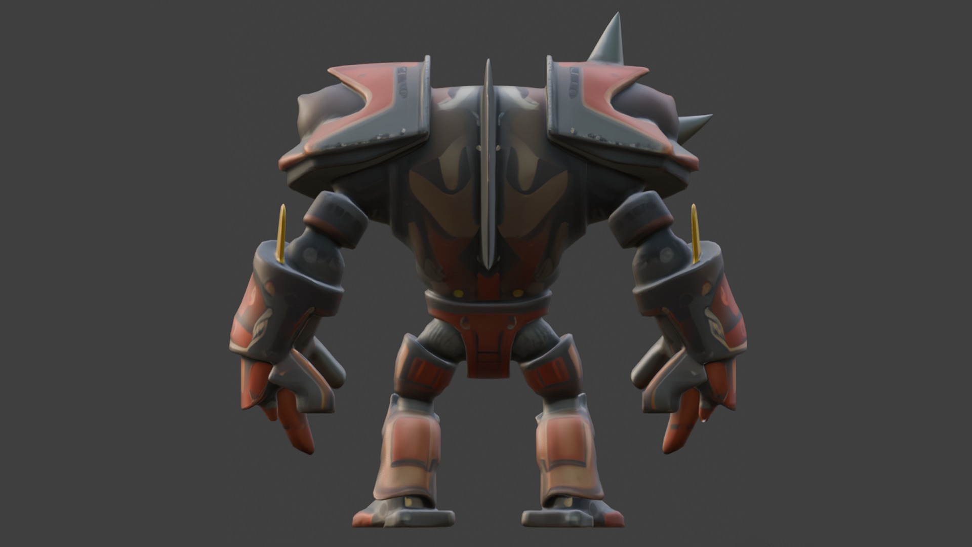 arrmored robotic character with spikes Low-poly 3D model_3