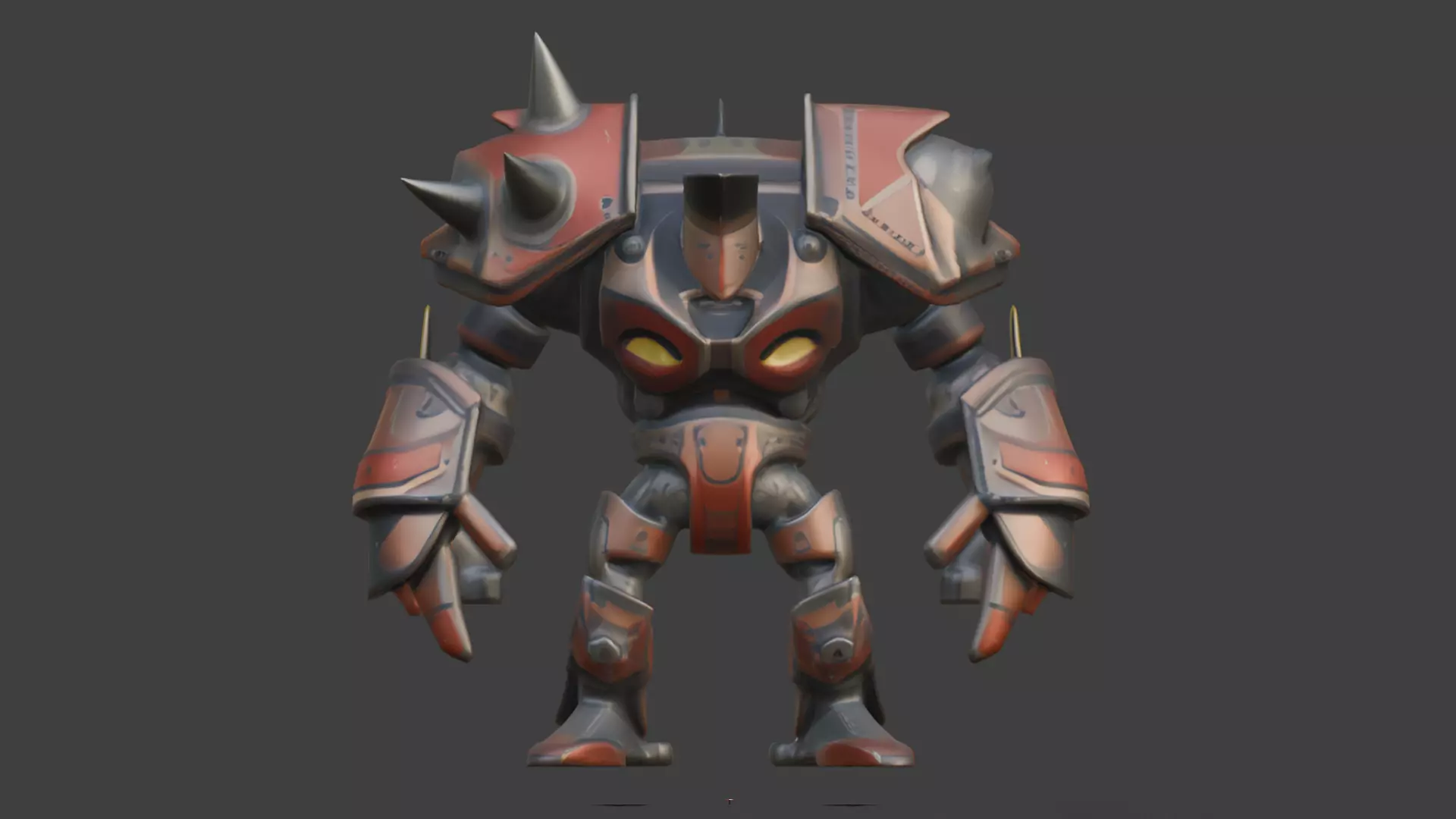 arrmored robotic character with spikes Low-poly 3D model_0