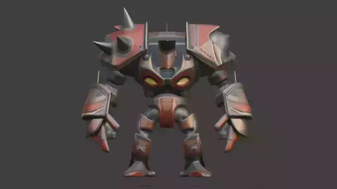 arrmored robotic character with spikes Low-poly 3D model