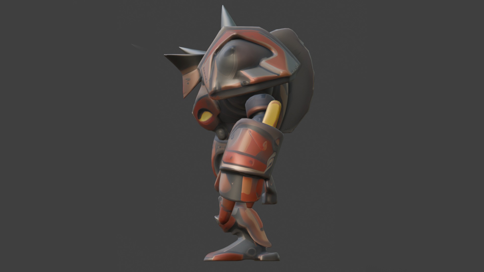 arrmored robotic character with spikes Low-poly 3D model_2