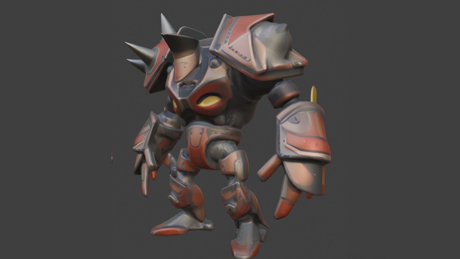 arrmored robotic character with spikes Low-poly 3D model_1