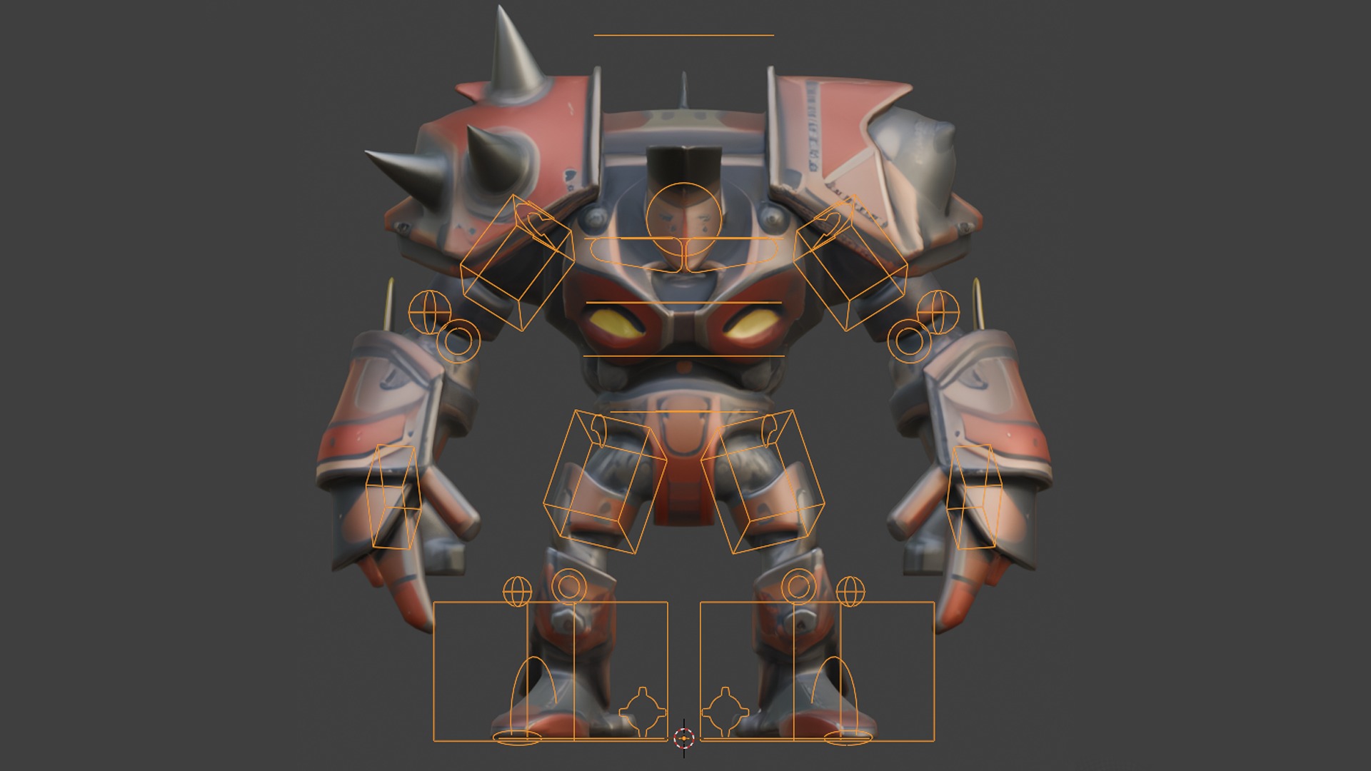 arrmored robotic character with spikes Low-poly 3D model_4