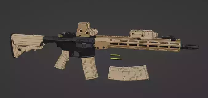 low-poly M4A1 SOPMOD Block III URGI Free 3D model
