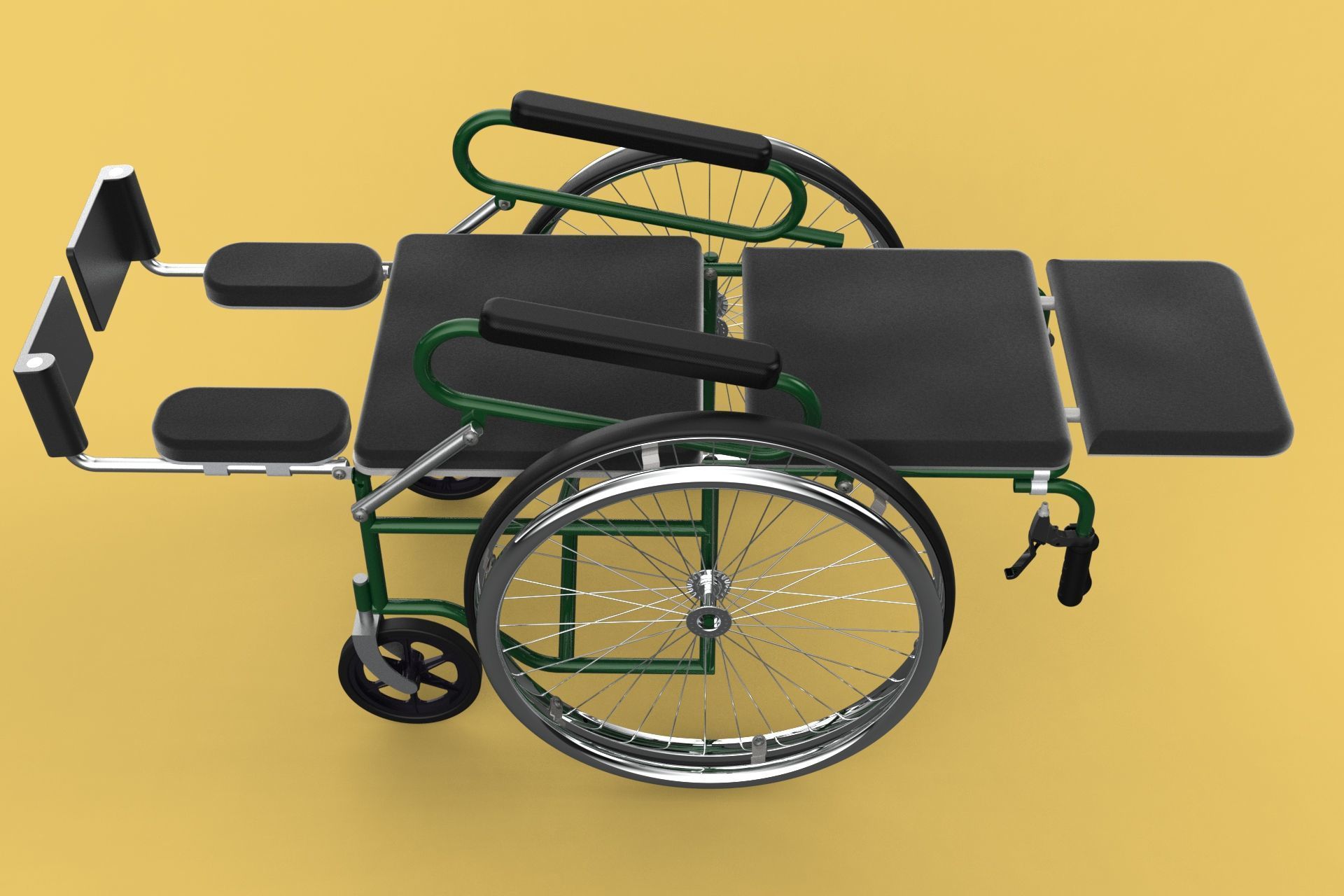 RECLINING RECLINE TILT LYING MANUAL FOLDING WHEELCHAIR MEDICAL 3D model_15