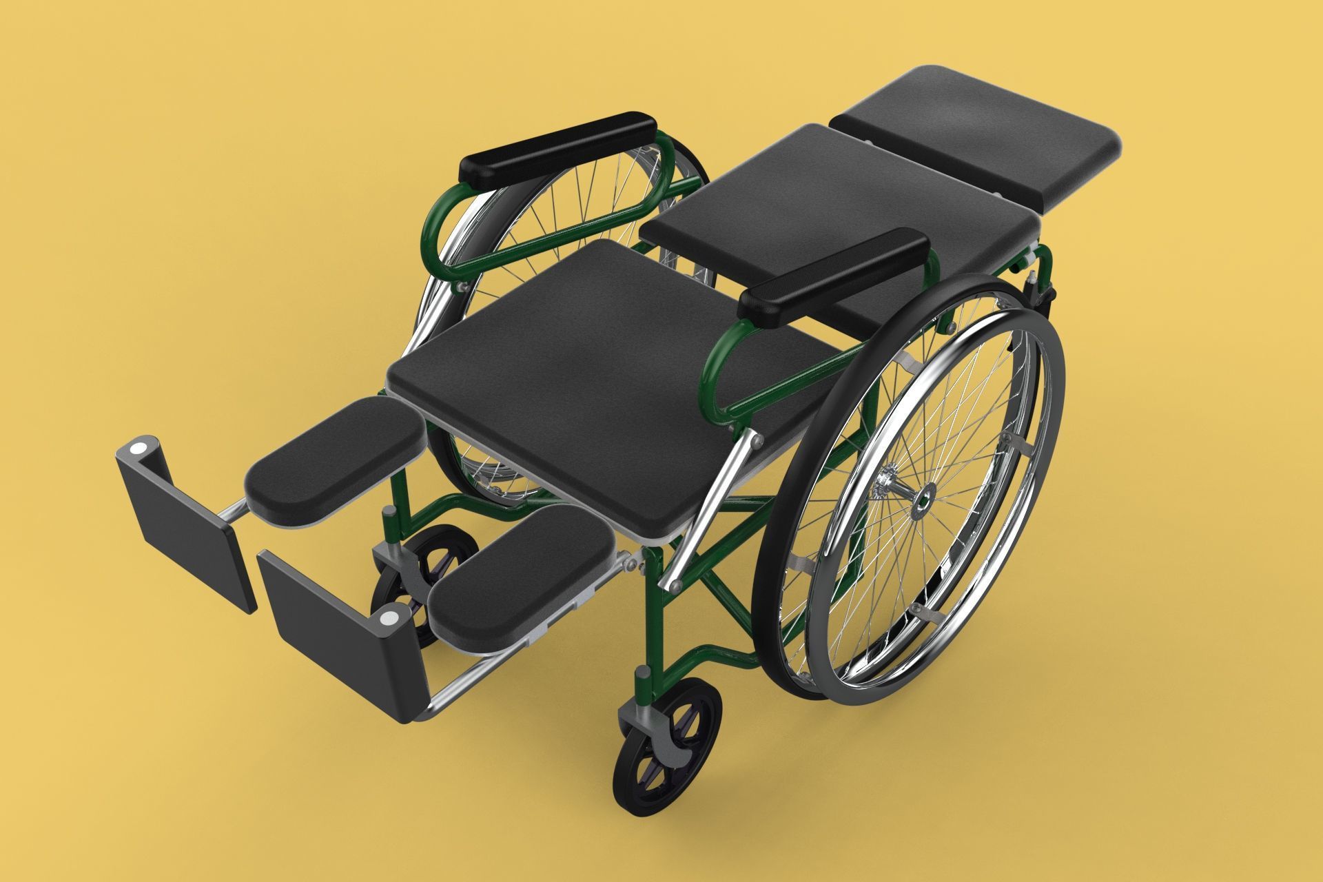 RECLINING RECLINE TILT LYING MANUAL FOLDING WHEELCHAIR MEDICAL 3D model_18