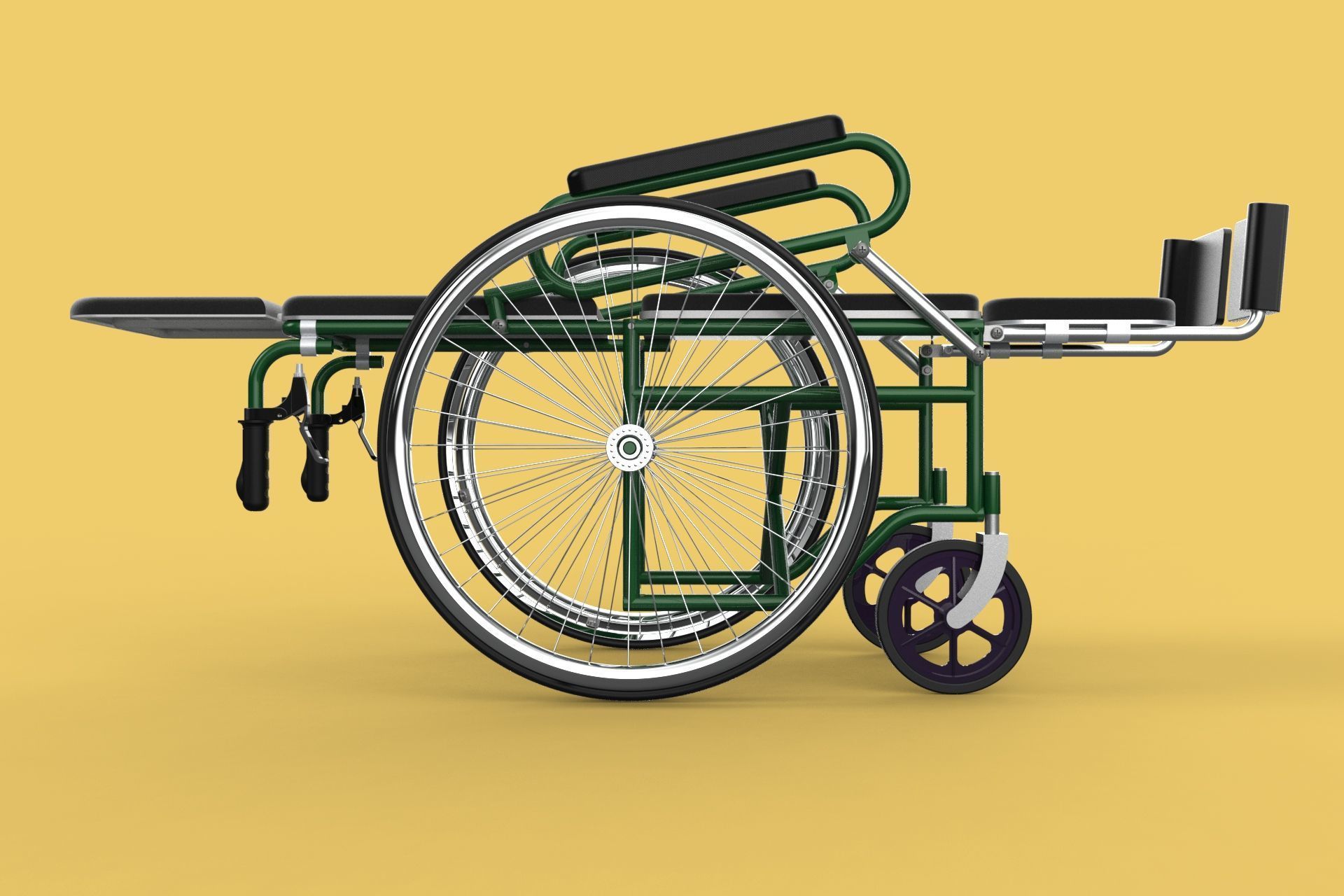 RECLINING RECLINE TILT LYING MANUAL FOLDING WHEELCHAIR MEDICAL 3D model_12