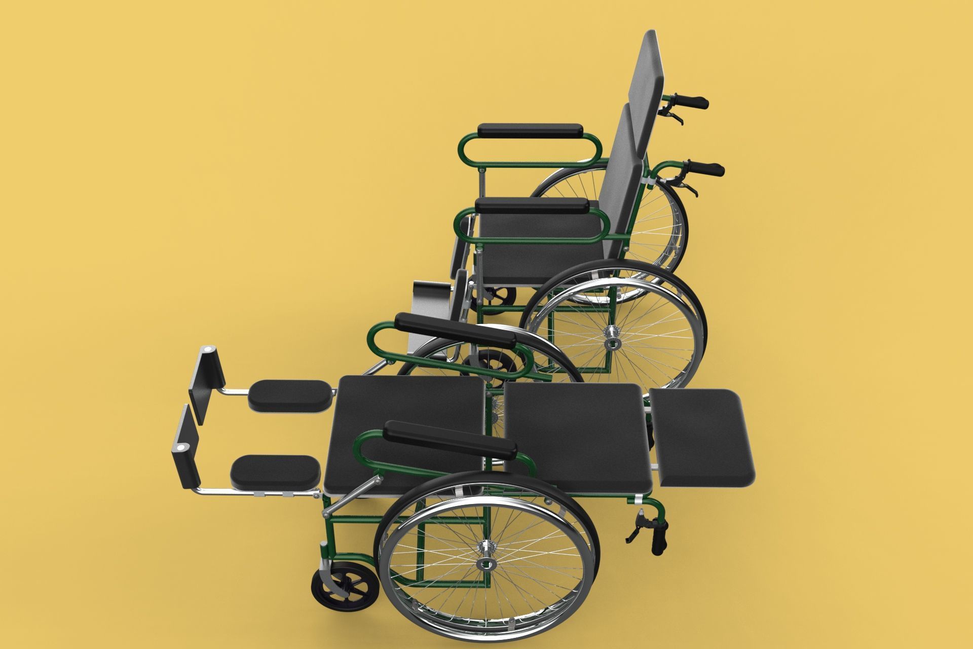 RECLINING RECLINE TILT LYING MANUAL FOLDING WHEELCHAIR MEDICAL 3D model_49