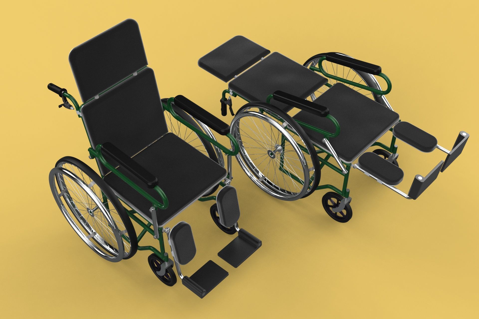 RECLINING RECLINE TILT LYING MANUAL FOLDING WHEELCHAIR MEDICAL 3D model_11