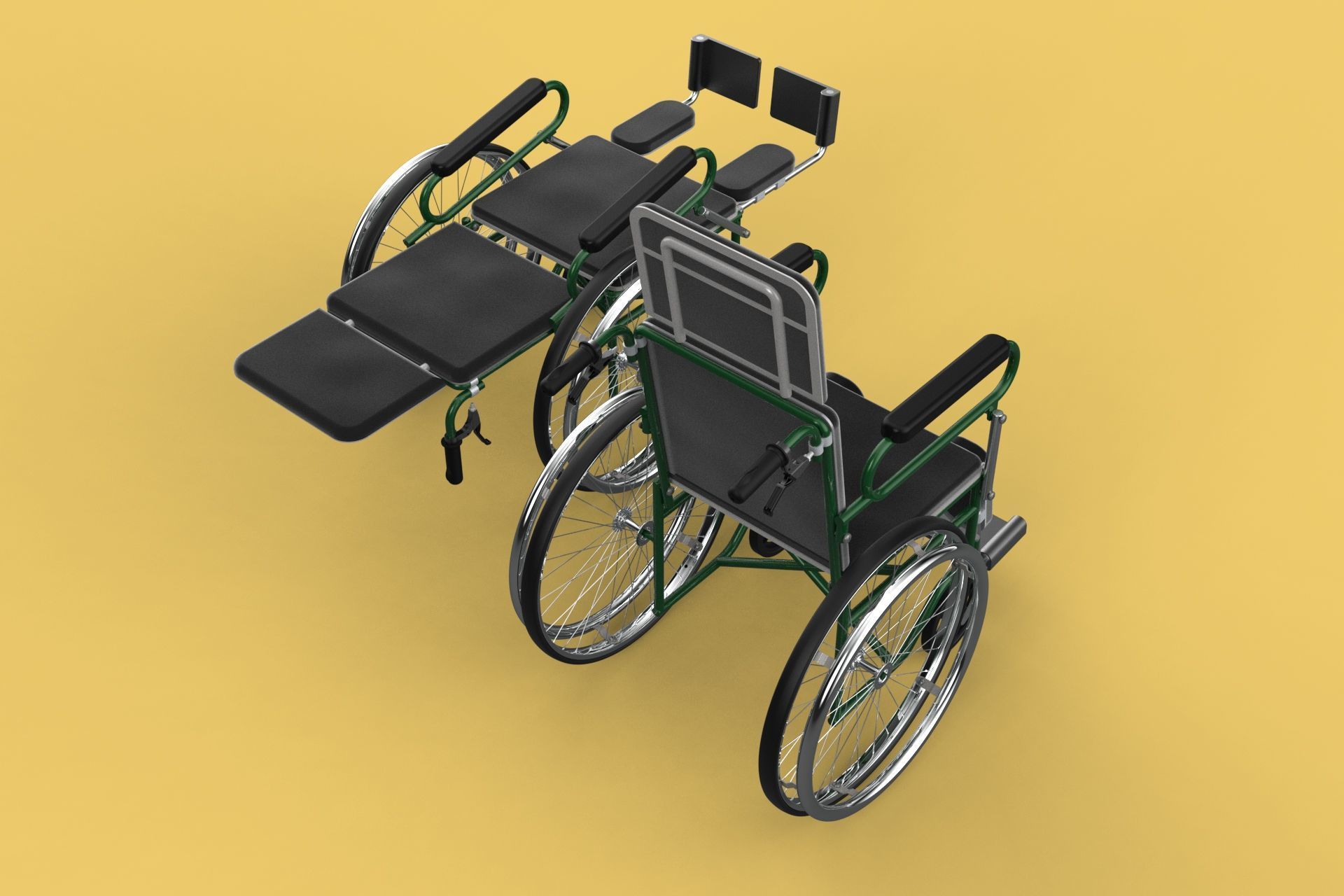 RECLINING RECLINE TILT LYING MANUAL FOLDING WHEELCHAIR MEDICAL 3D model_3