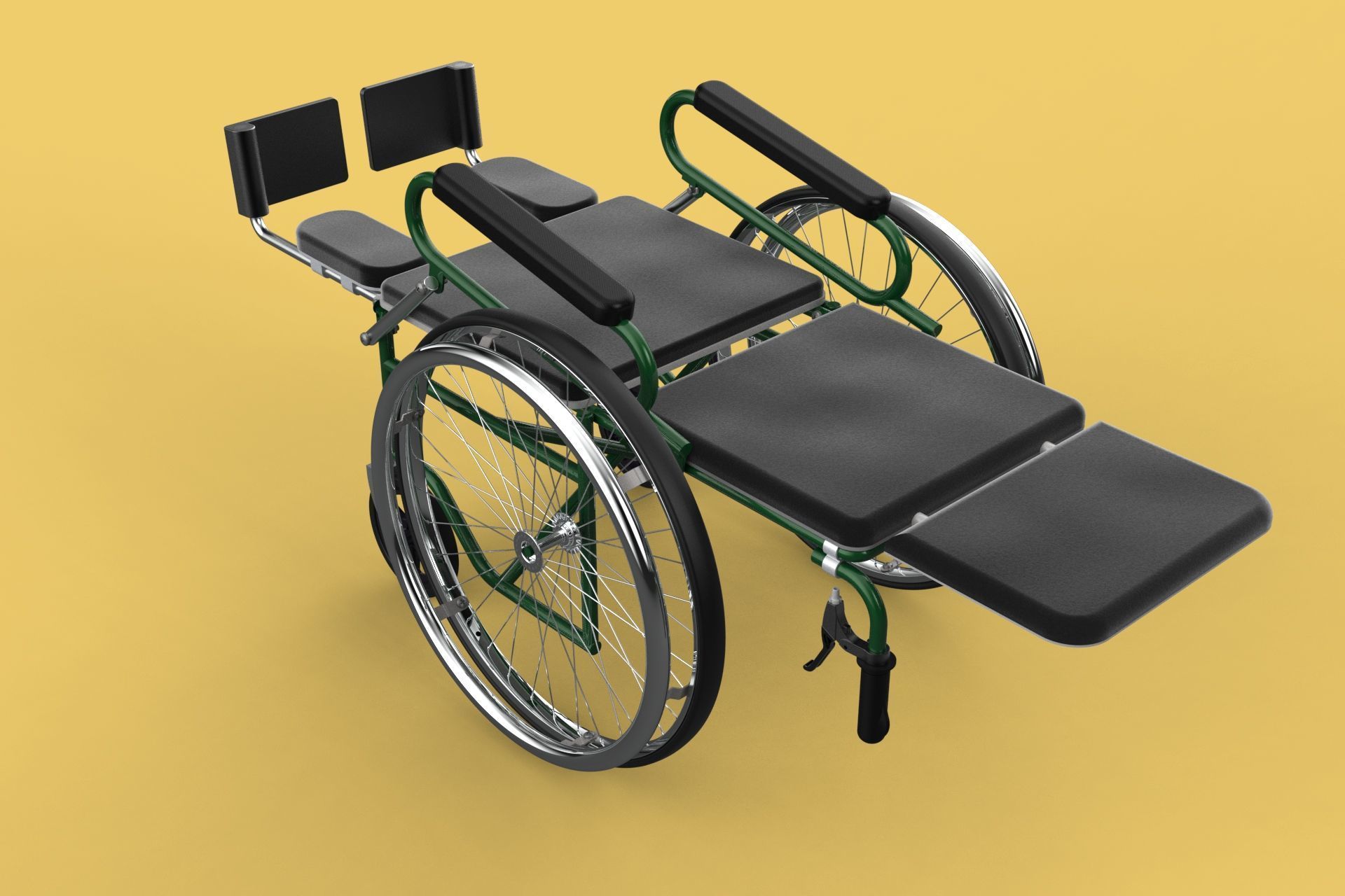 RECLINING RECLINE TILT LYING MANUAL FOLDING WHEELCHAIR MEDICAL 3D model_19