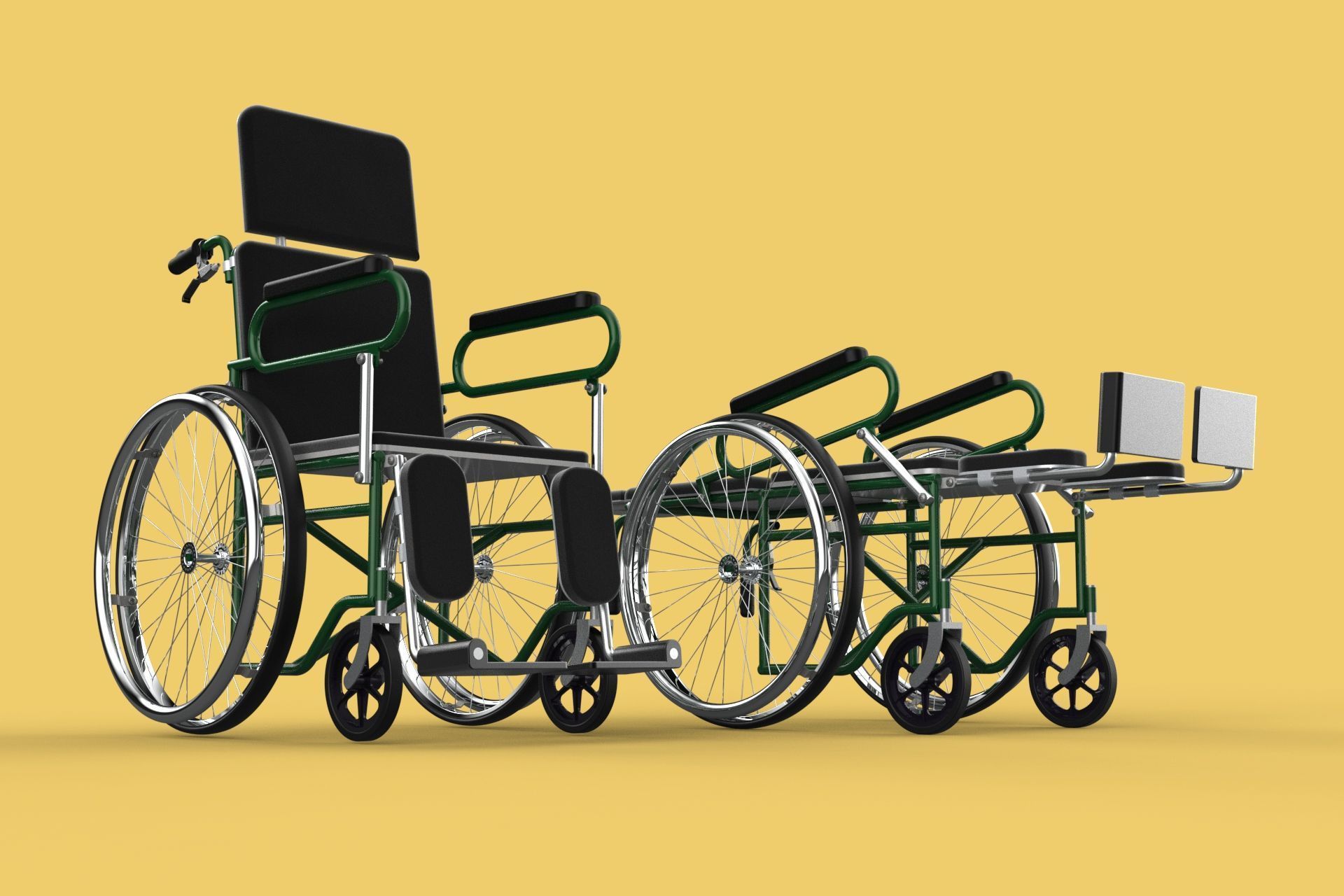 RECLINING RECLINE TILT LYING MANUAL FOLDING WHEELCHAIR MEDICAL 3D model_4