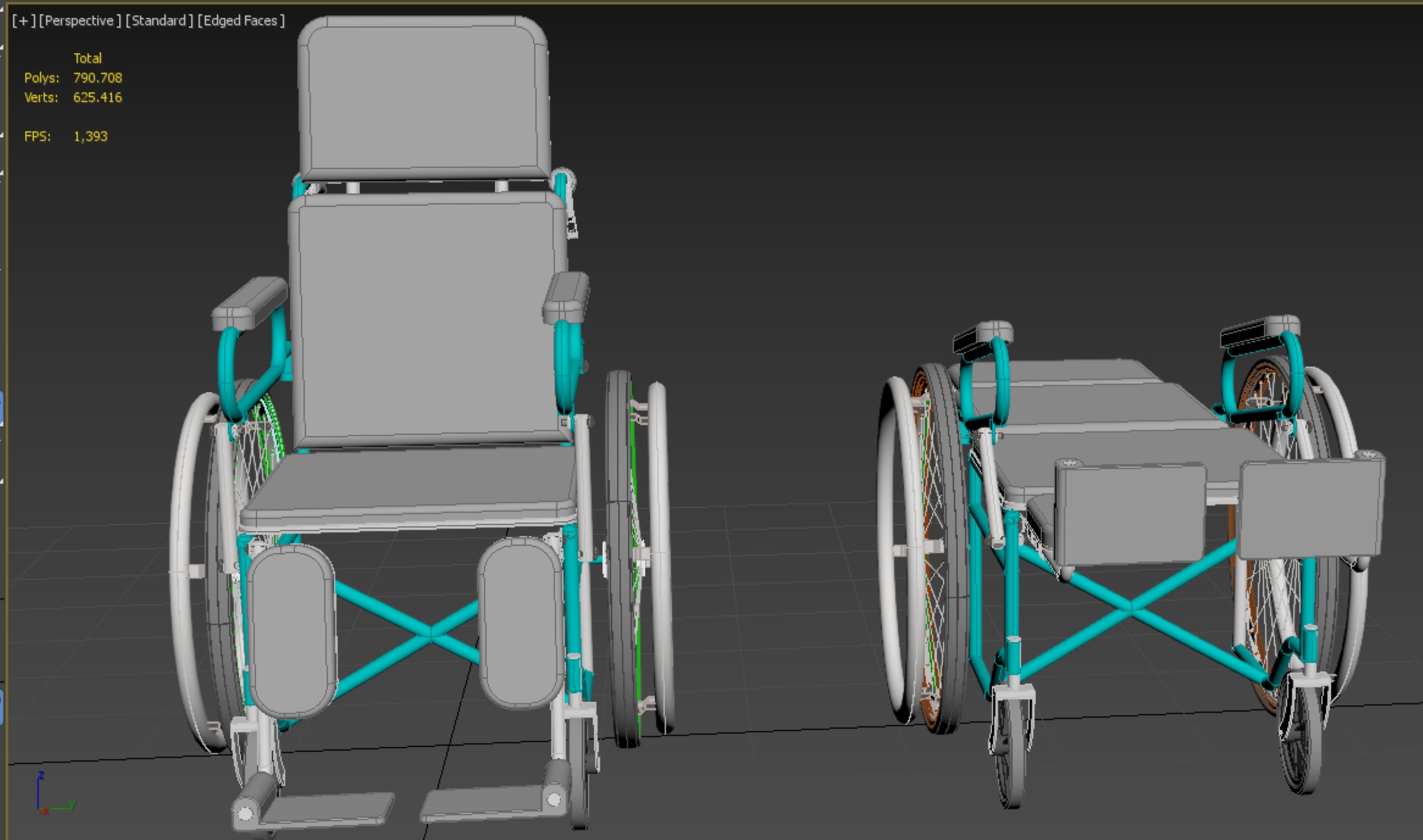 RECLINING RECLINE TILT LYING MANUAL FOLDING WHEELCHAIR MEDICAL 3D model_52