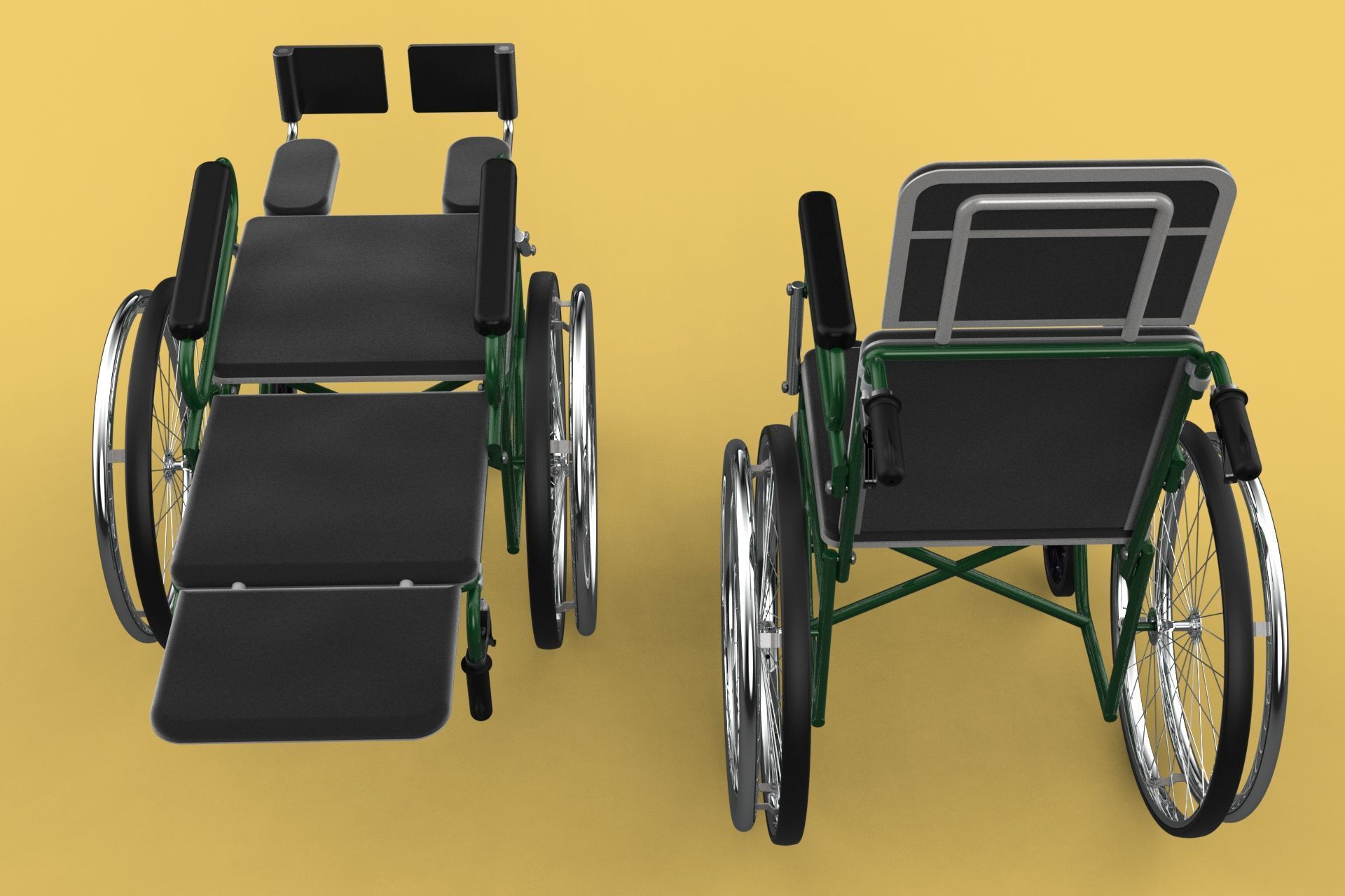 RECLINING RECLINE TILT LYING MANUAL FOLDING WHEELCHAIR MEDICAL 3D model_47