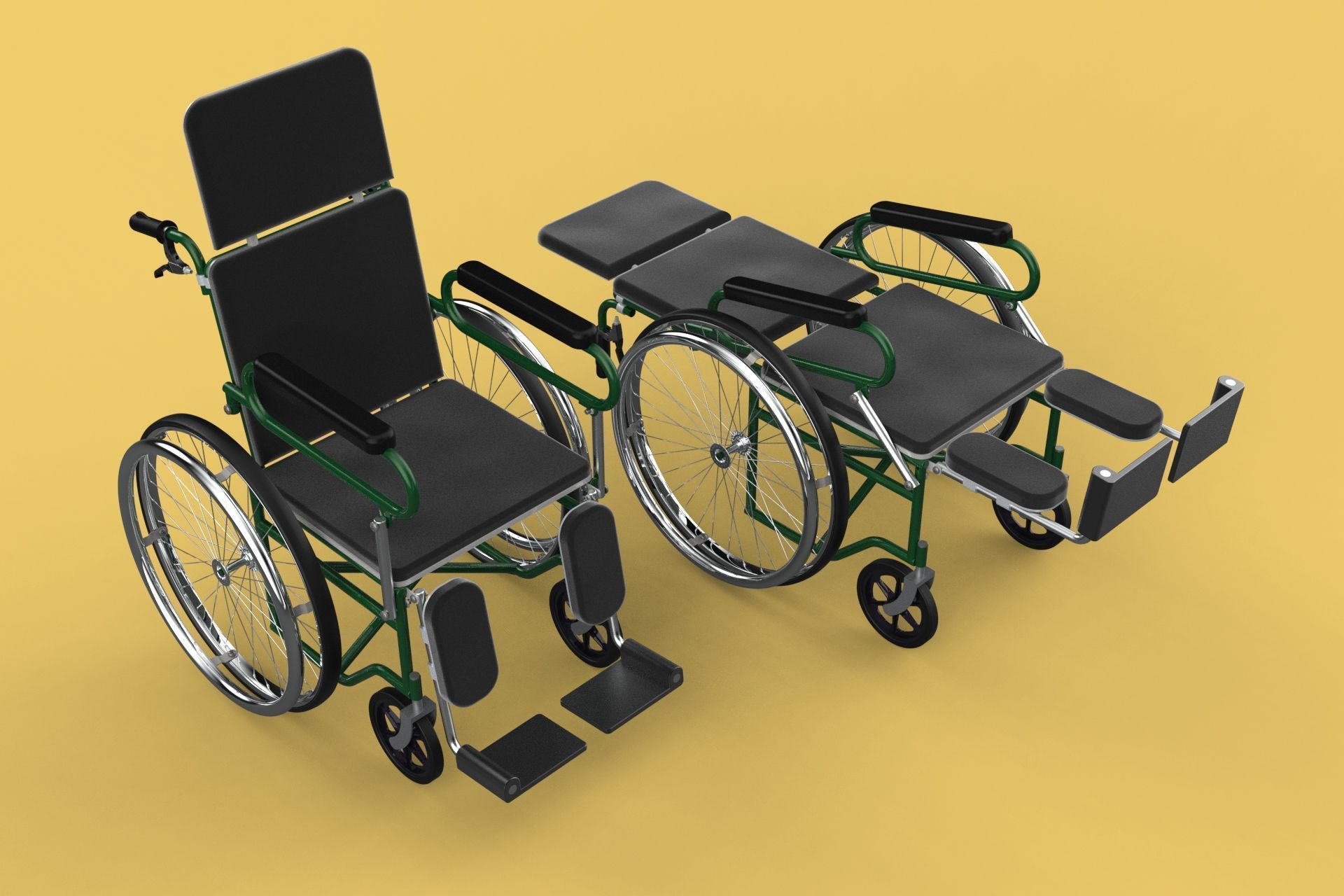 RECLINING RECLINE TILT LYING MANUAL FOLDING WHEELCHAIR MEDICAL 3D model_1