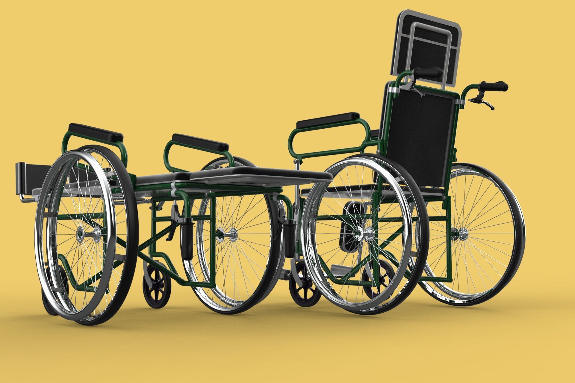 RECLINING RECLINE TILT LYING MANUAL FOLDING WHEELCHAIR MEDICAL 3D model_5