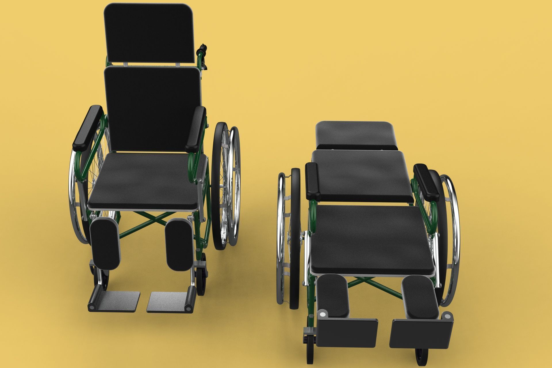 RECLINING RECLINE TILT LYING MANUAL FOLDING WHEELCHAIR MEDICAL 3D model_33
