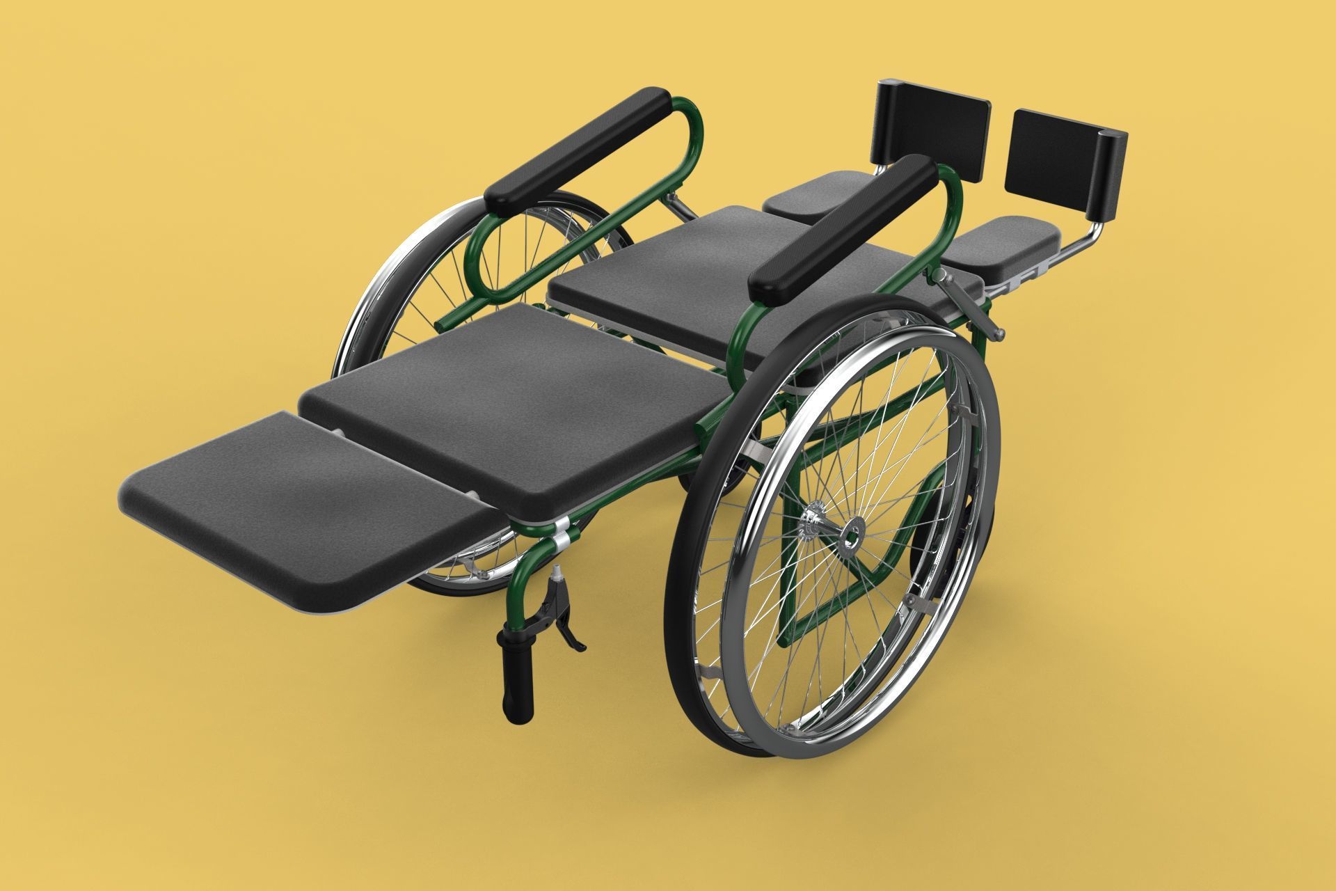 RECLINING RECLINE TILT LYING MANUAL FOLDING WHEELCHAIR MEDICAL 3D model_20