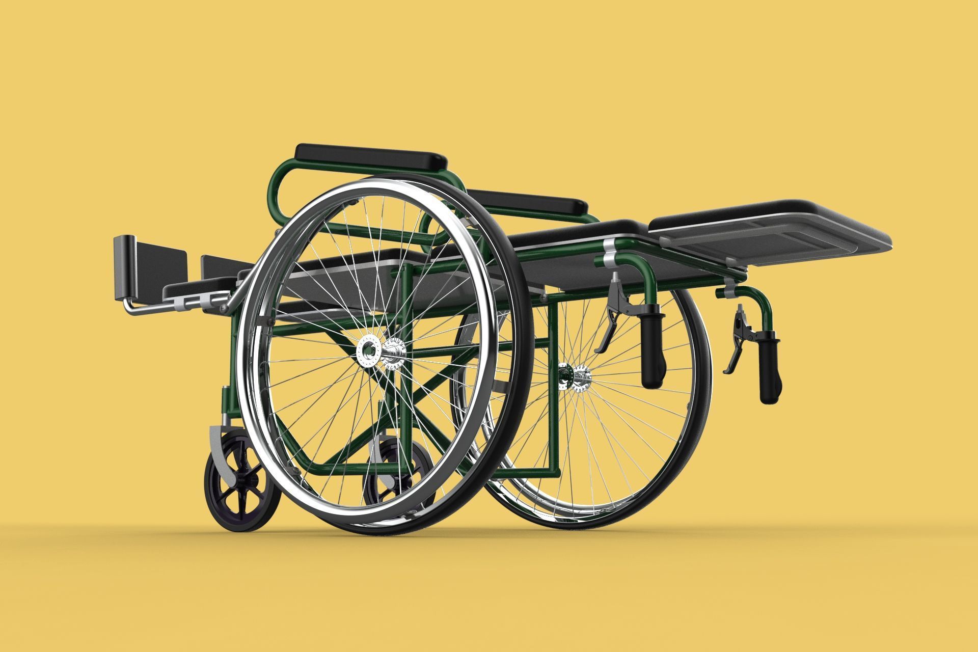 RECLINING RECLINE TILT LYING MANUAL FOLDING WHEELCHAIR MEDICAL 3D model_24