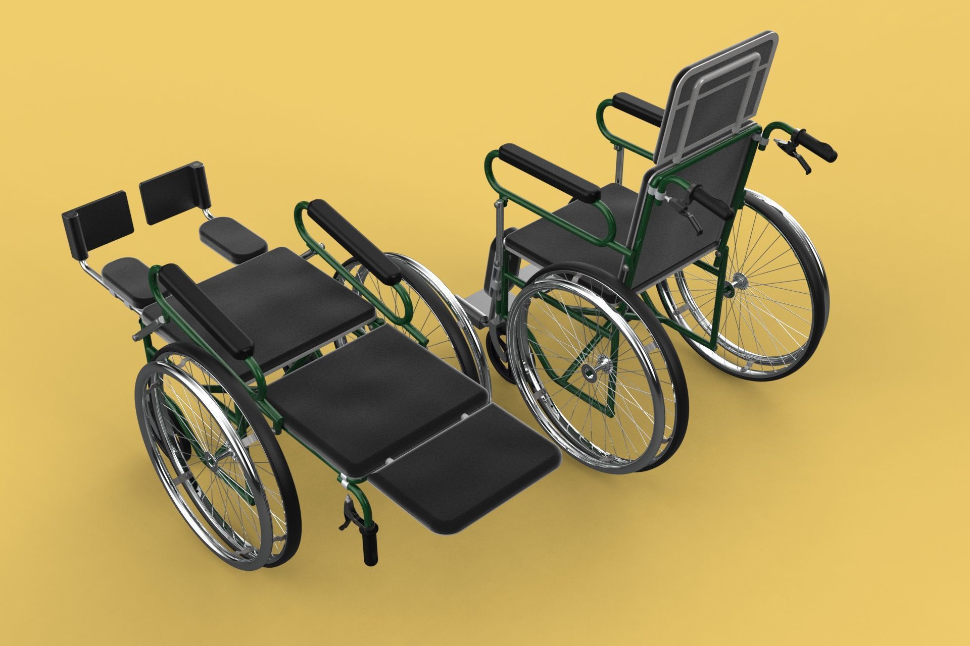 RECLINING RECLINE TILT LYING MANUAL FOLDING WHEELCHAIR MEDICAL 3D model_6
