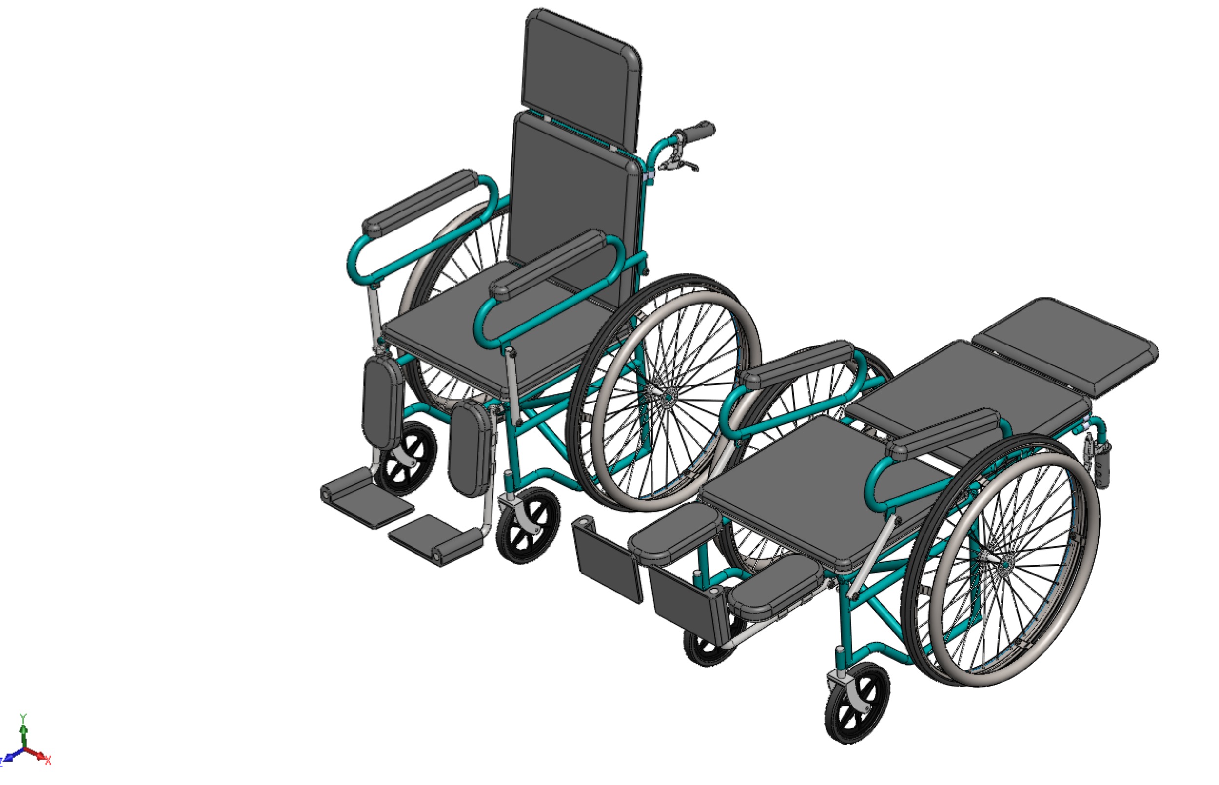 RECLINING RECLINE TILT LYING MANUAL FOLDING WHEELCHAIR MEDICAL 3D model_54