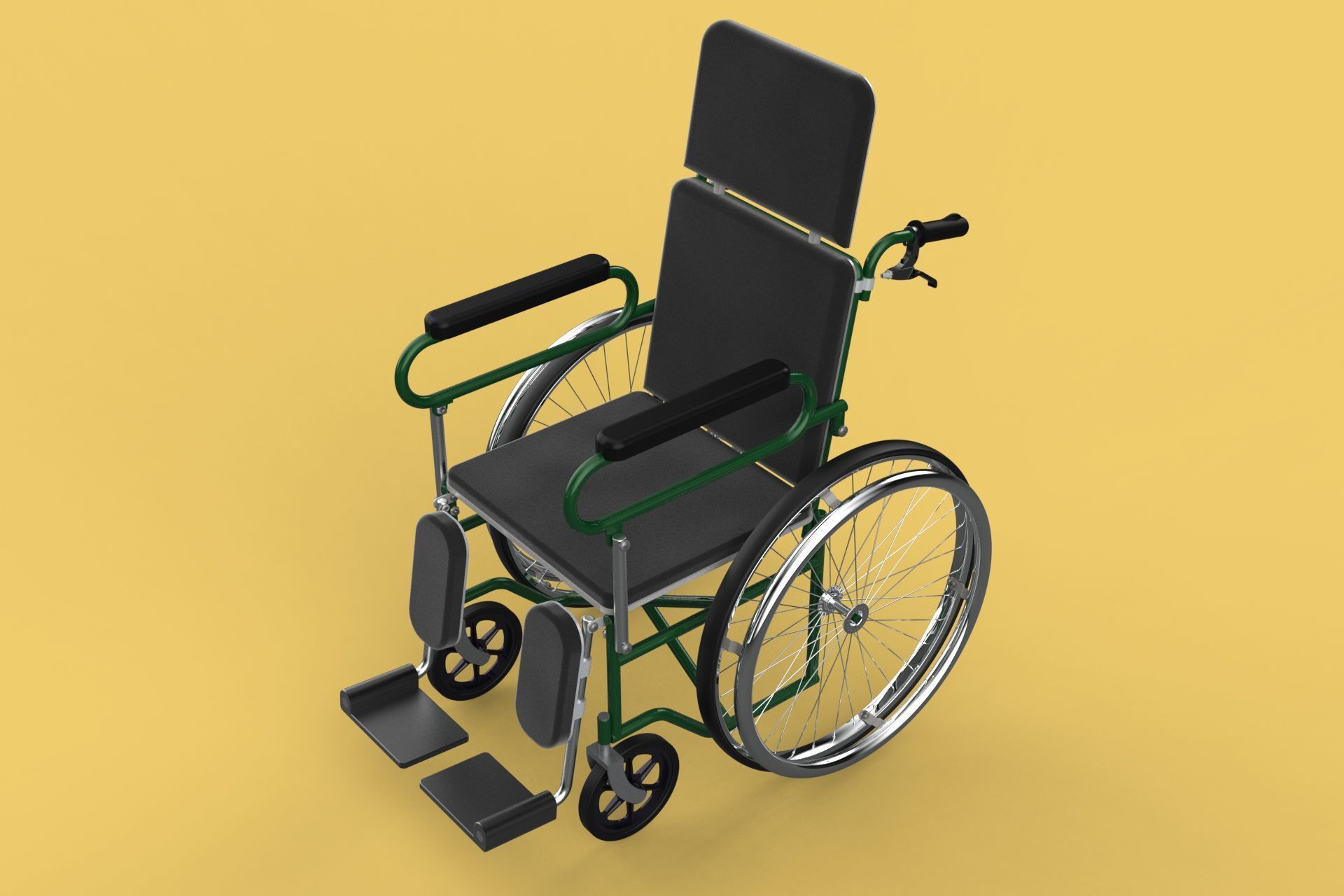 RECLINING RECLINE TILT LYING MANUAL FOLDING WHEELCHAIR MEDICAL 3D model_37