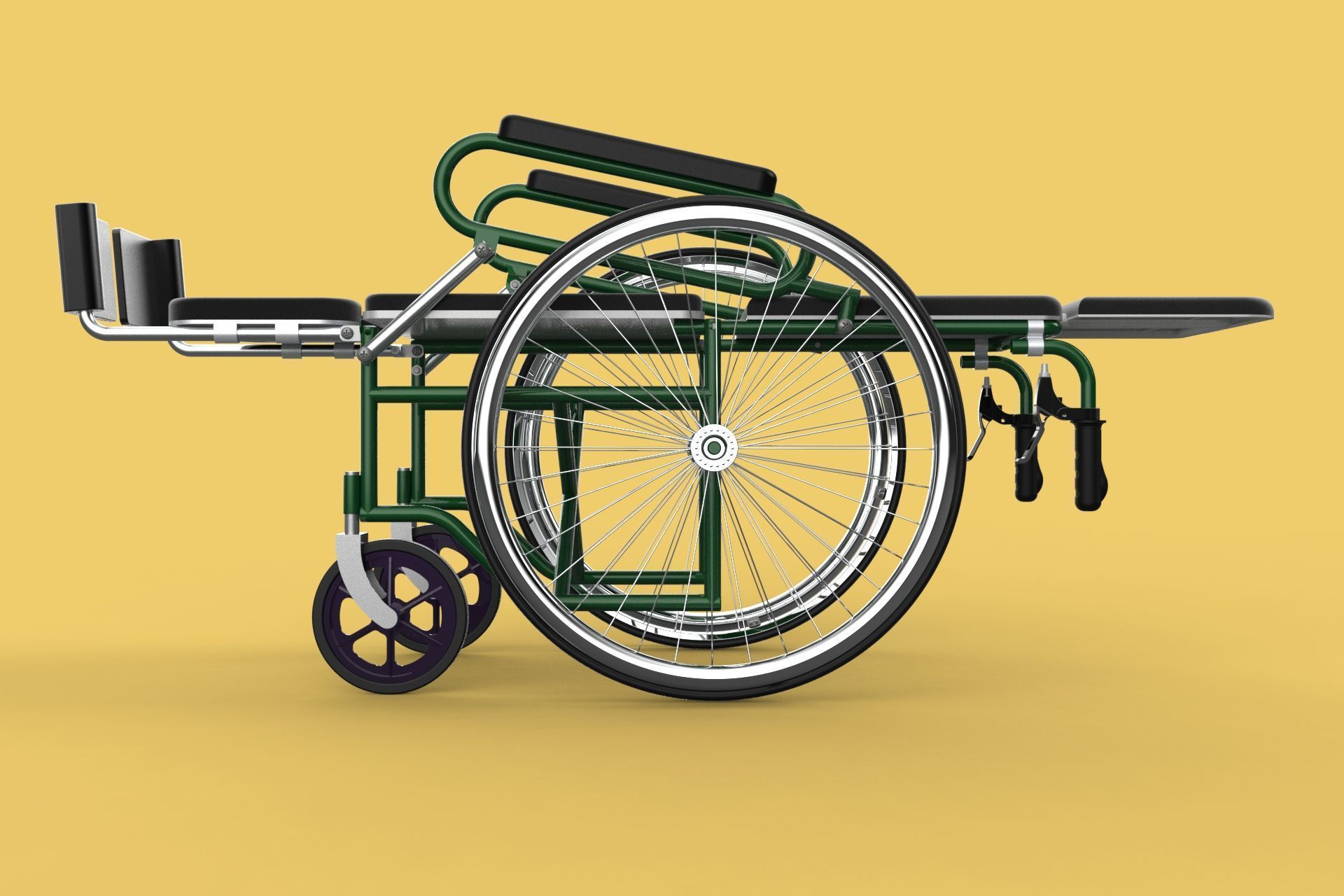 RECLINING RECLINE TILT LYING MANUAL FOLDING WHEELCHAIR MEDICAL 3D model_14