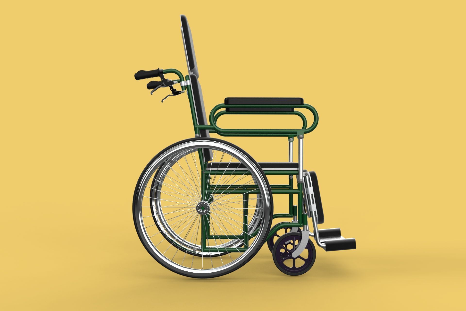 RECLINING RECLINE TILT LYING MANUAL FOLDING WHEELCHAIR MEDICAL 3D model_30