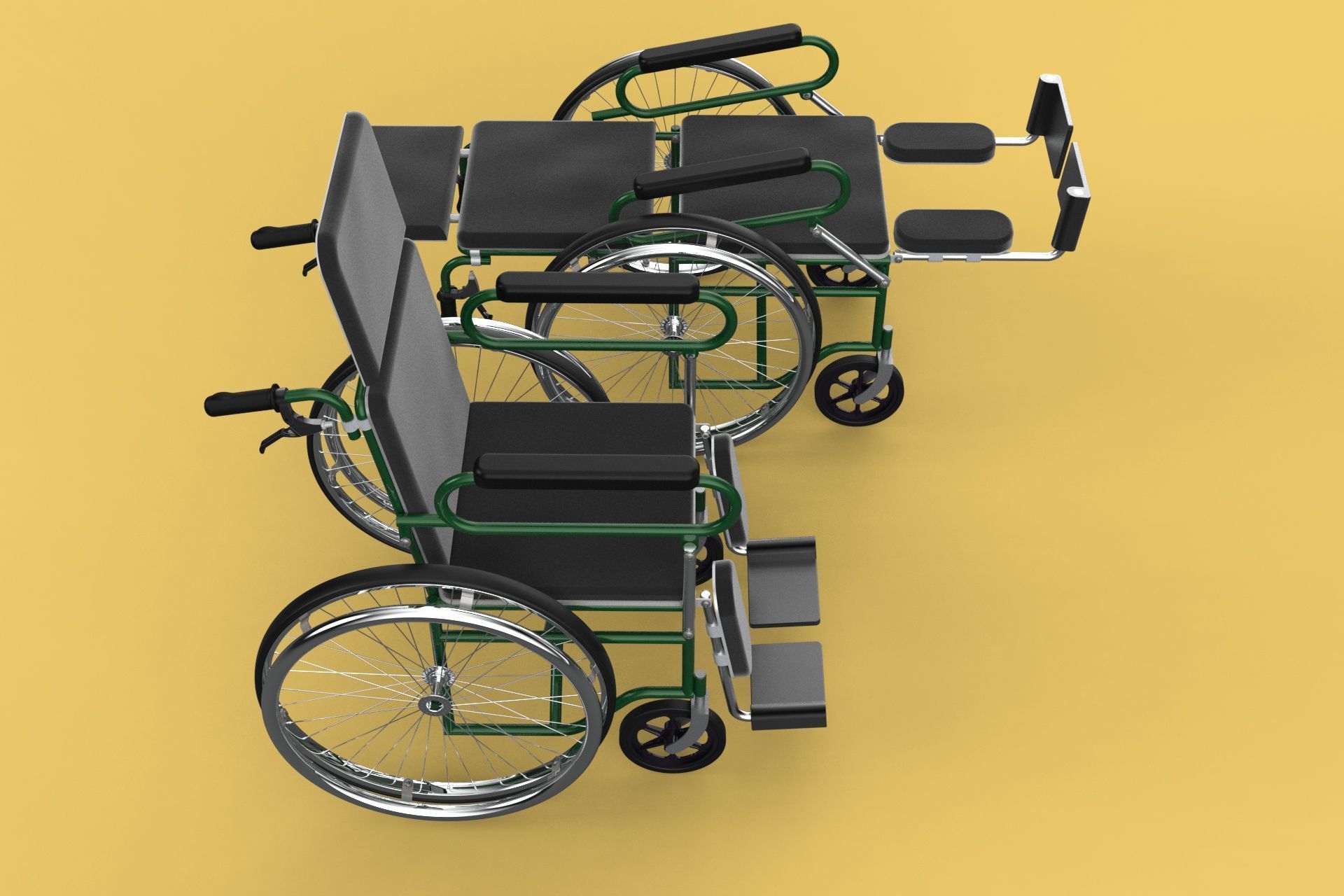 RECLINING RECLINE TILT LYING MANUAL FOLDING WHEELCHAIR MEDICAL 3D model_48