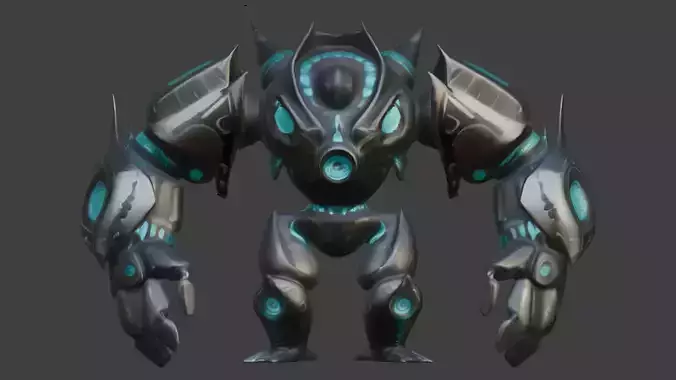futuristic armored robot Low-poly 3D model