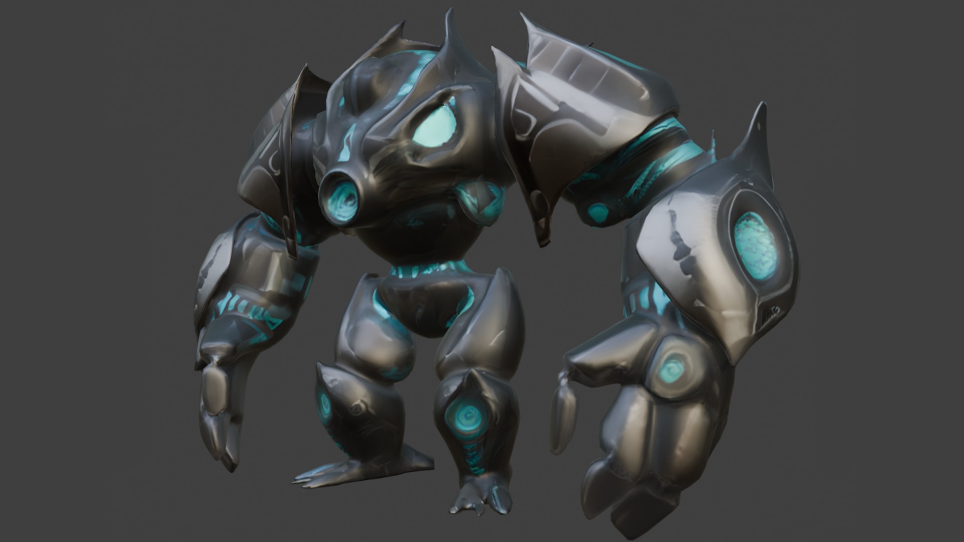 futuristic armored robot Low-poly 3D model_1