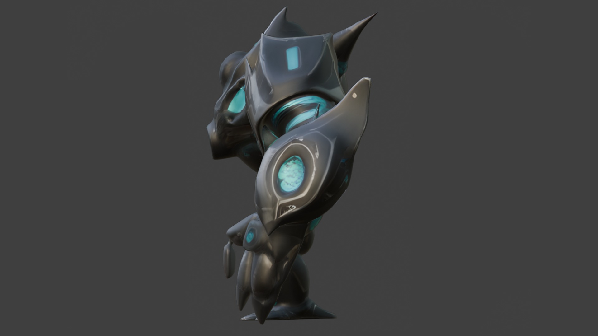futuristic armored robot Low-poly 3D model_2