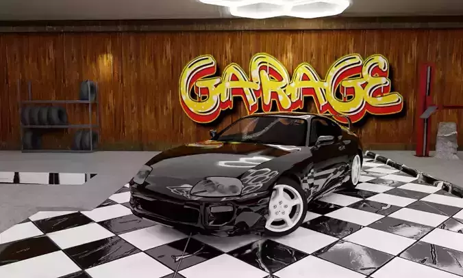 Car WorkShop with interior  exterior  detailed road 4k quality