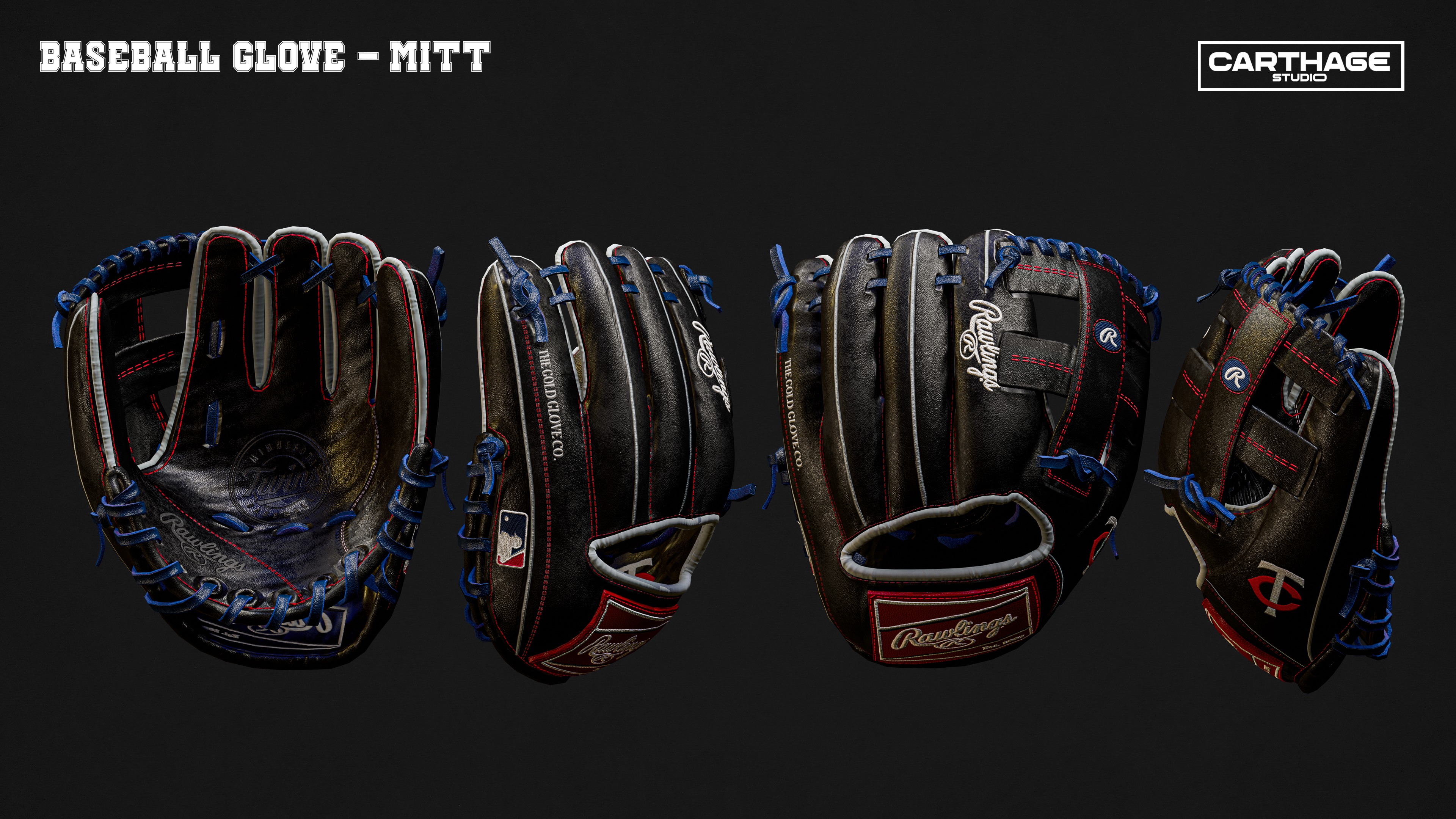 Minnesota Twins Character And Essential Baseball Equipments Low-poly 3D model_8