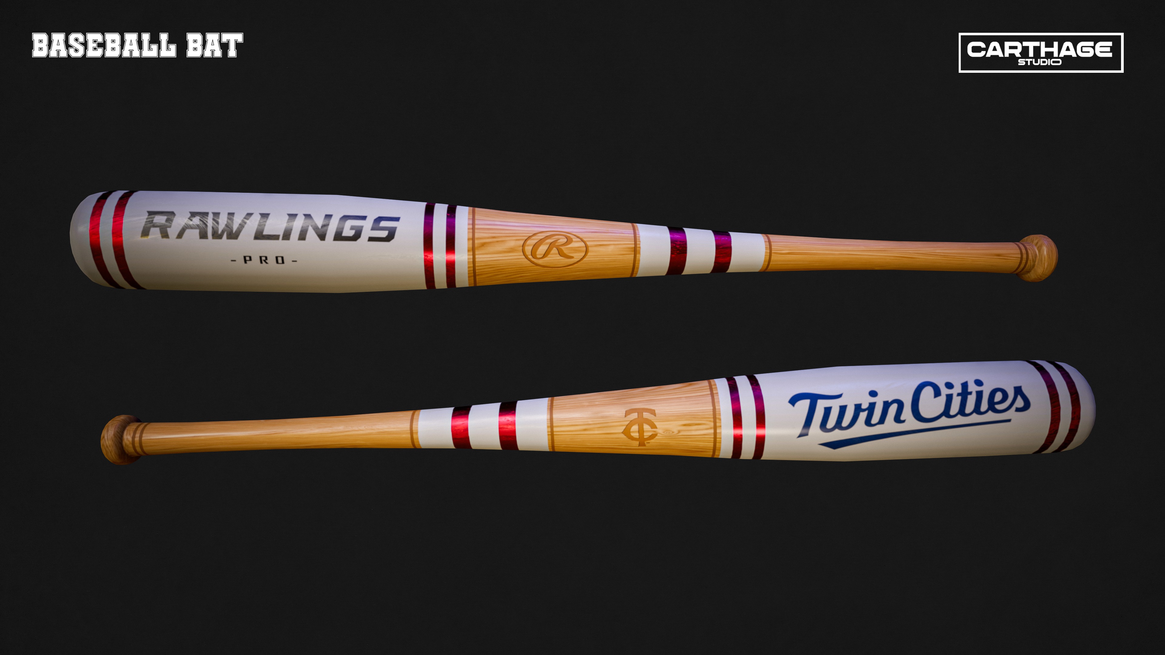 Minnesota Twins Character And Essential Baseball Equipments Low-poly 3D model_11