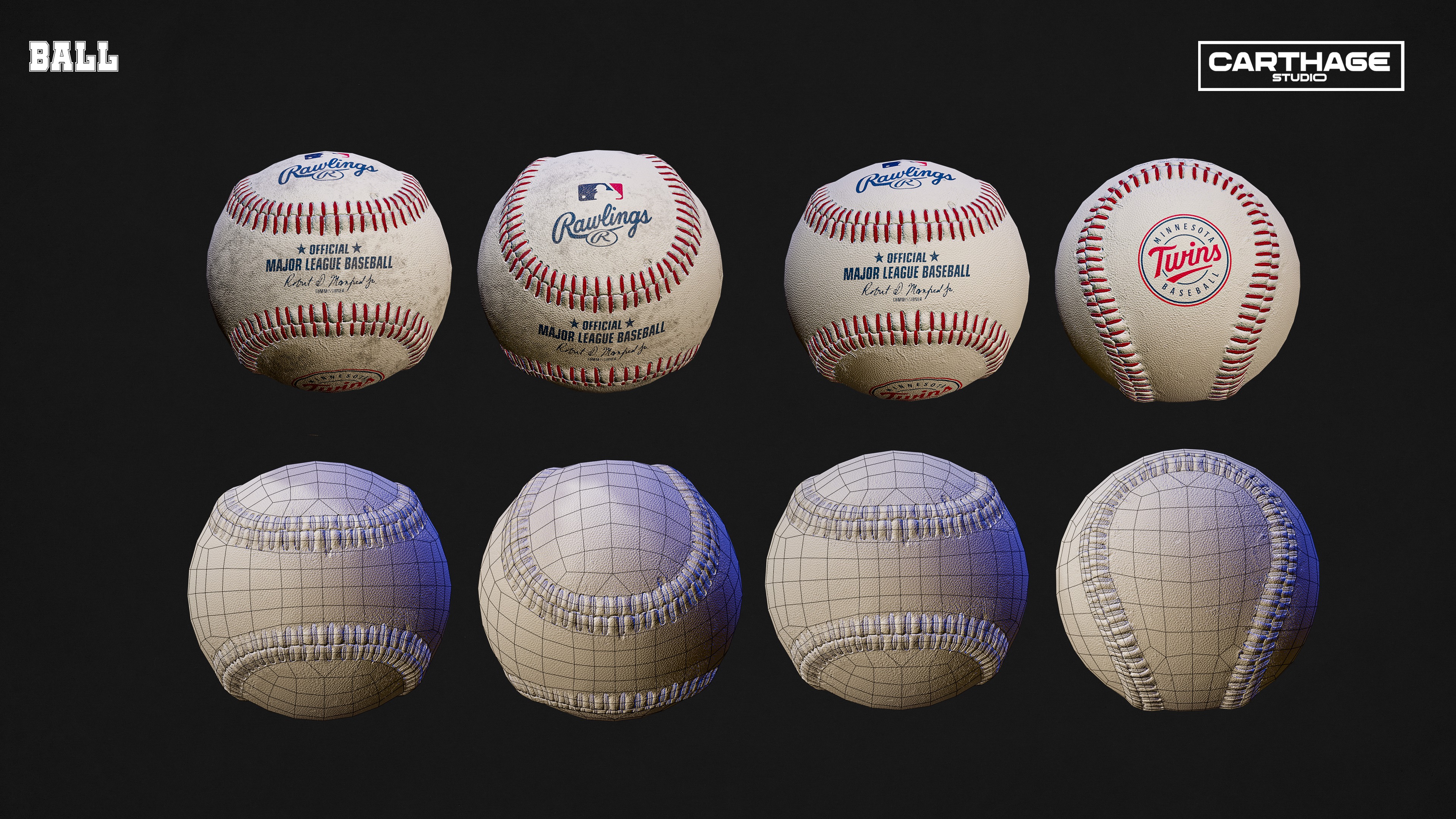 Minnesota Twins Character And Essential Baseball Equipments Low-poly 3D model_10