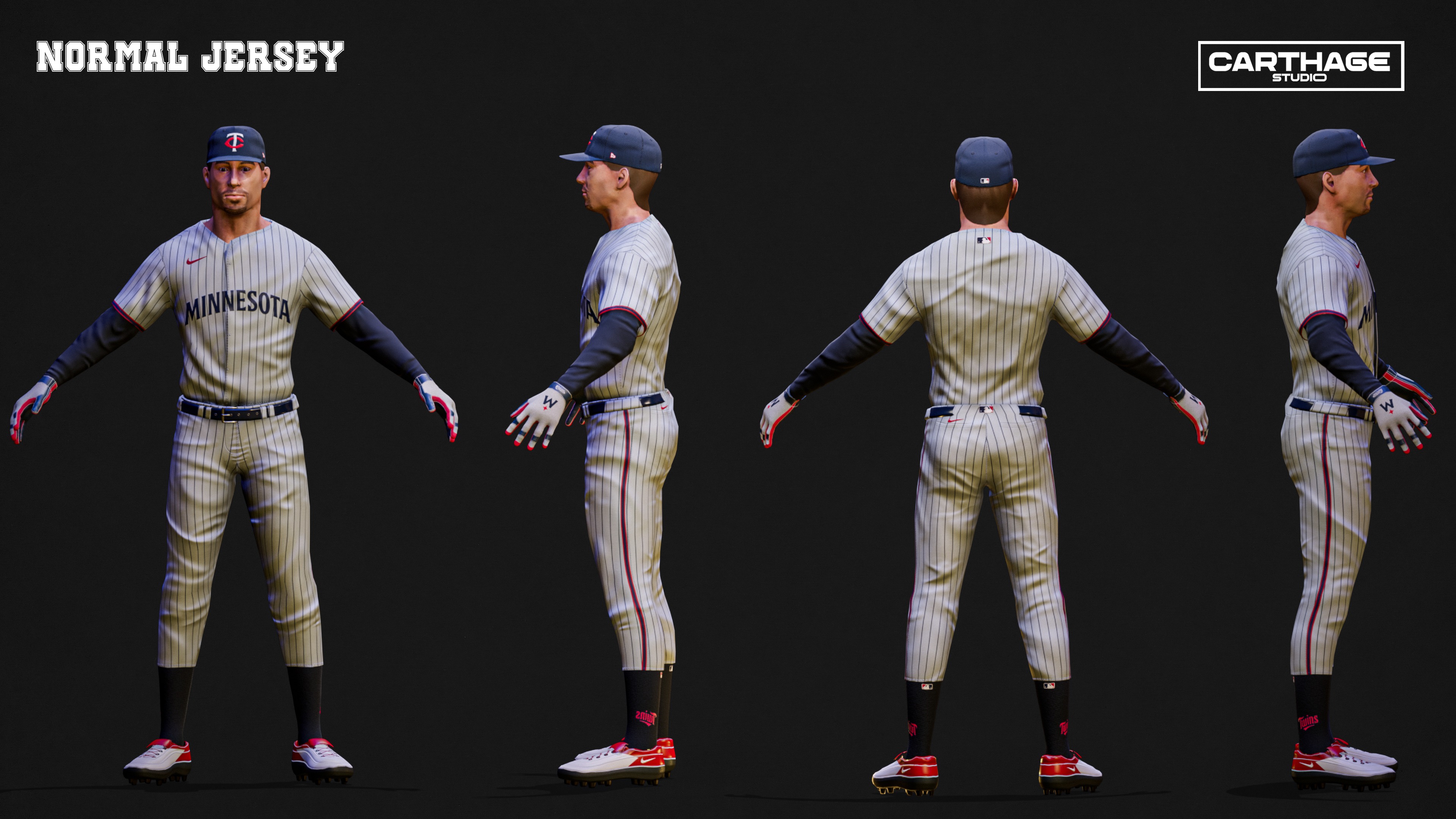 Minnesota Twins Character And Essential Baseball Equipments Low-poly 3D model_5