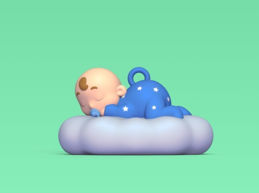 baby Sleeping on Cloud 3D print model_1