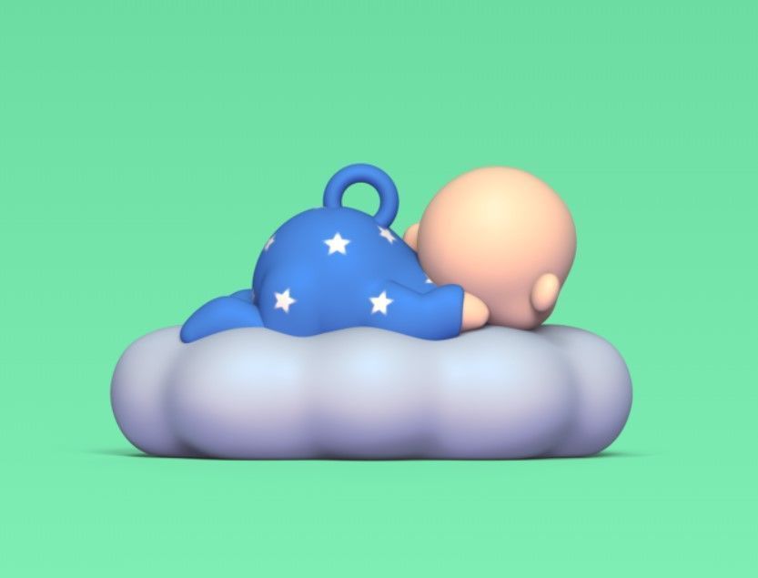 baby Sleeping on Cloud 3D print model_3