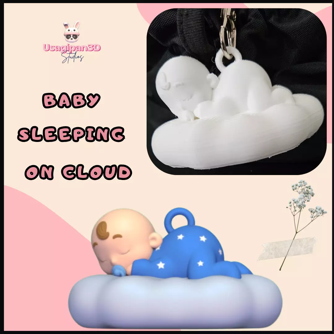 baby Sleeping on Cloud 3D print model_0