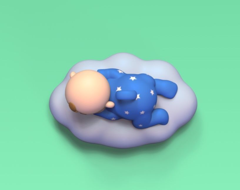 baby Sleeping on Cloud 3D print model_4