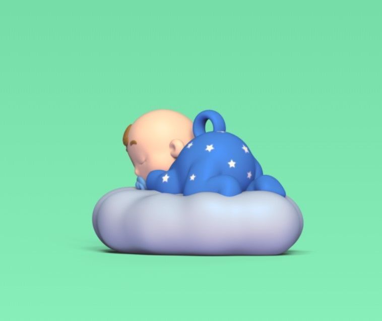 baby Sleeping on Cloud 3D print model_2