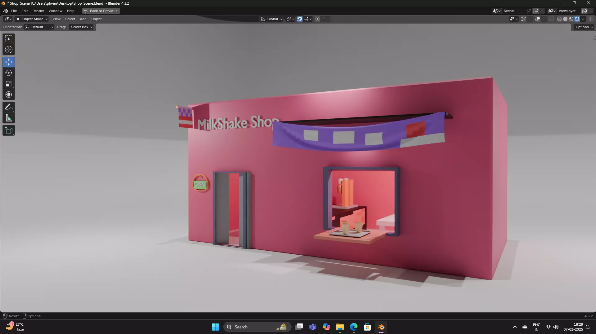3D model Shop Low-poly 3D model