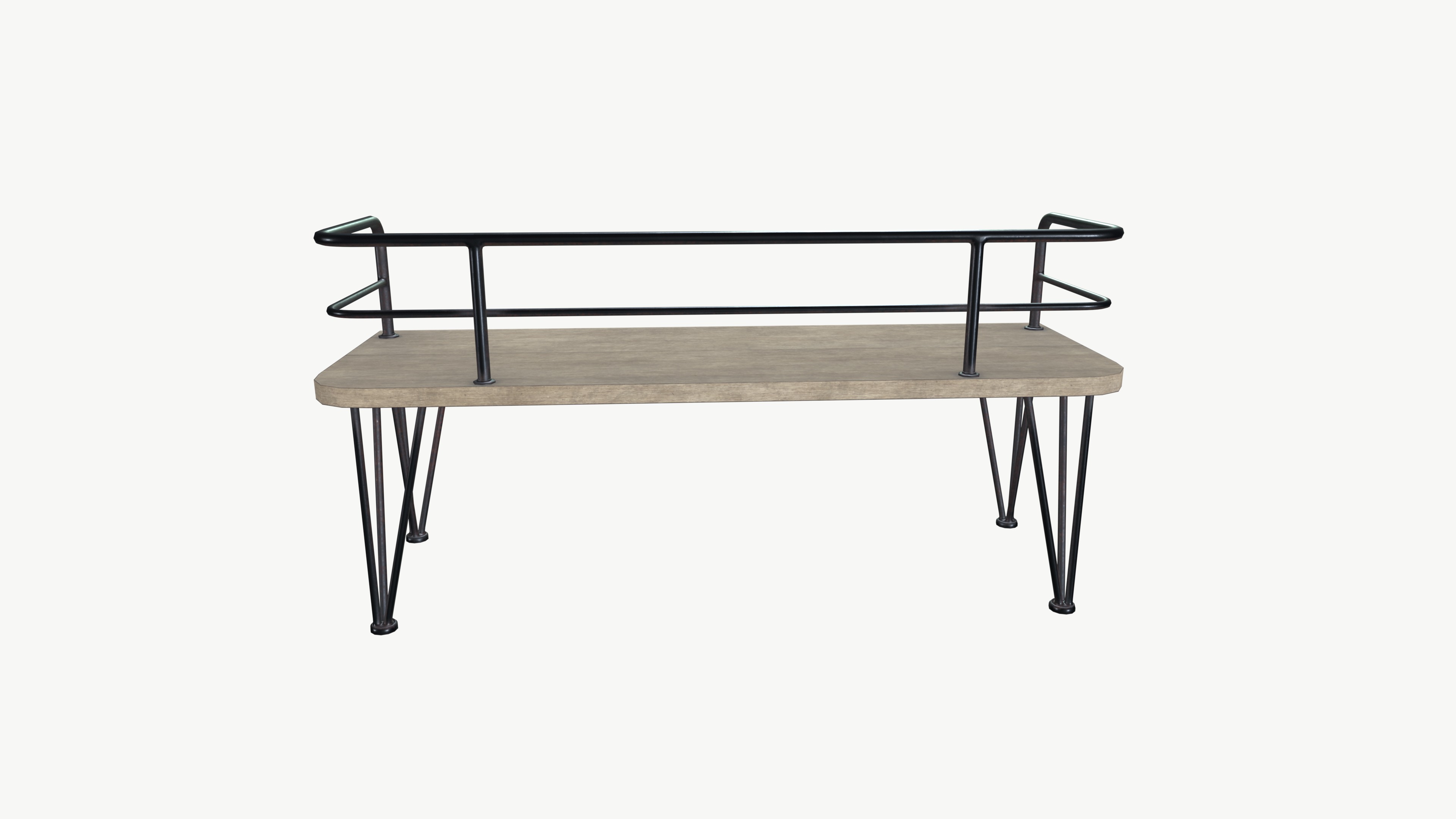 Bench Low-poly 3D model_4