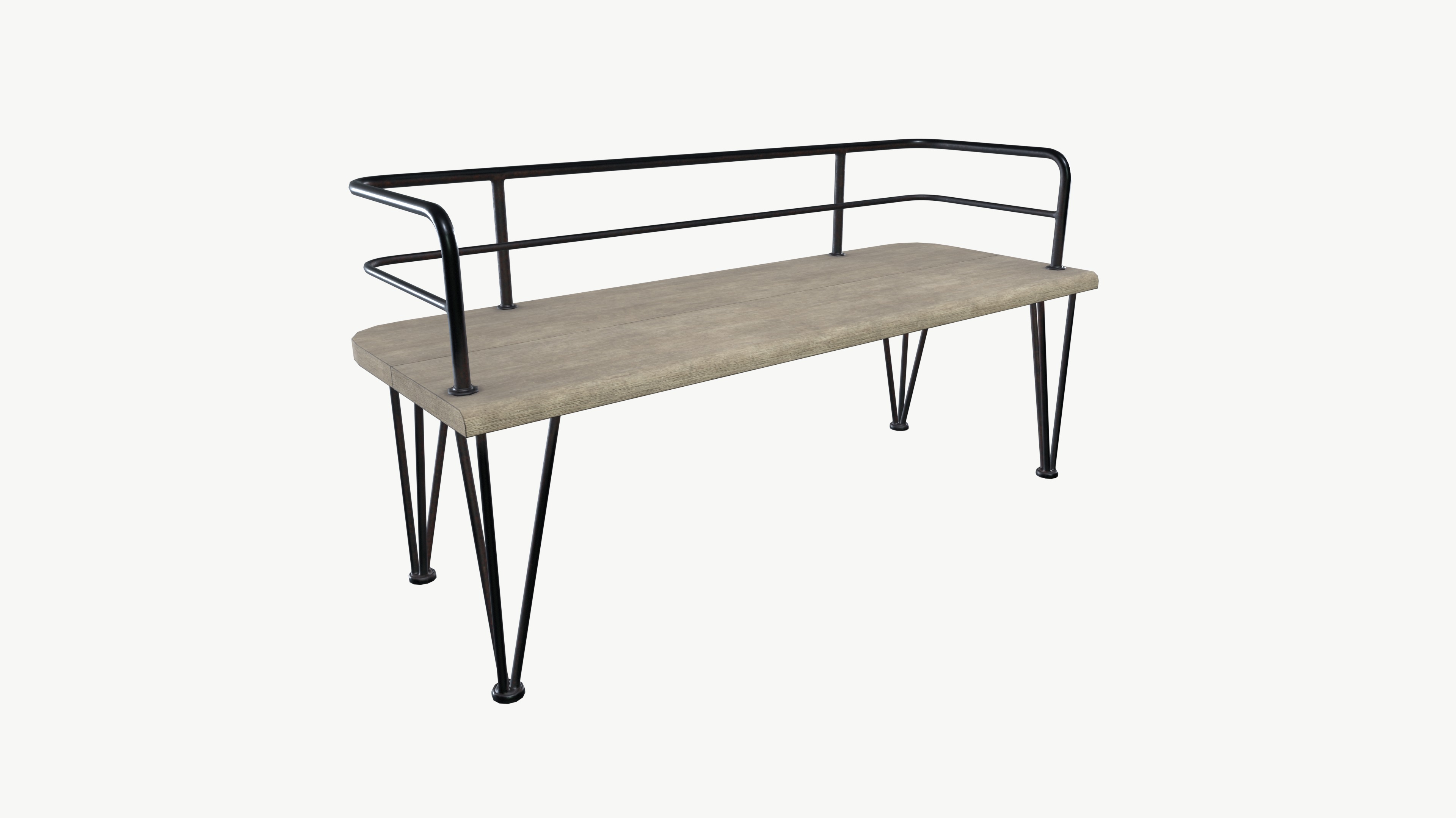 Bench Low-poly 3D model_5