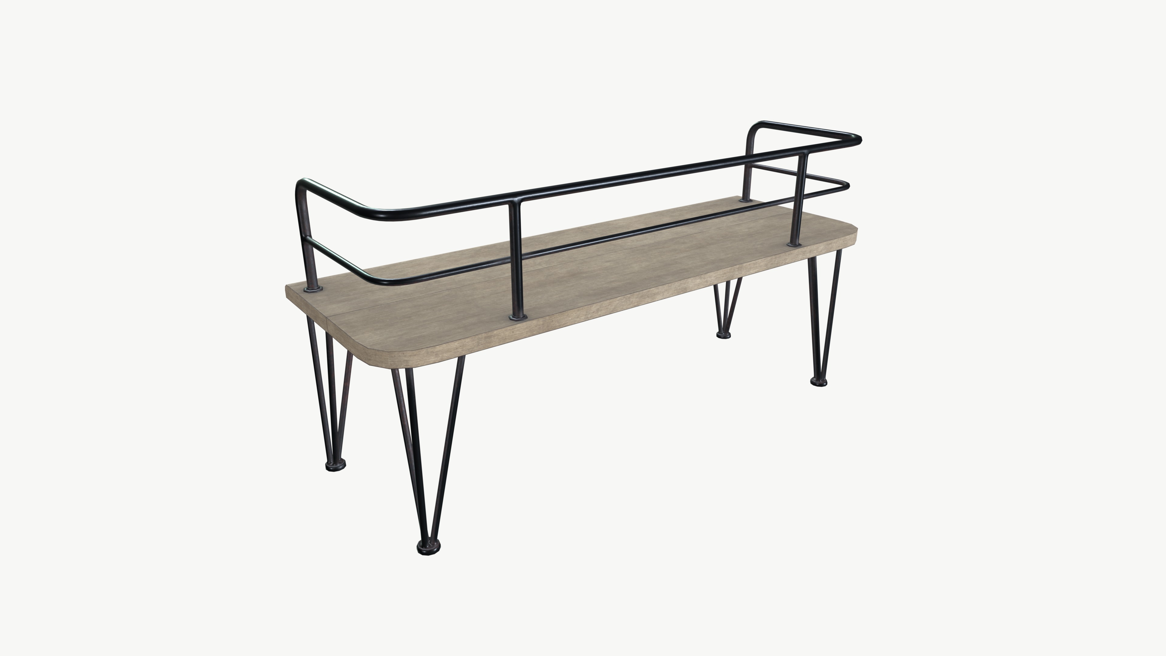 Bench Low-poly 3D model_3